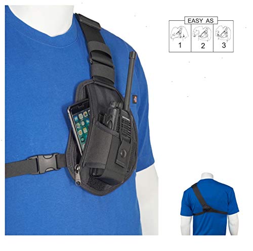 Radio Chest Harness with Adjustable Pouch for Two-Way Radios - Universal Fit