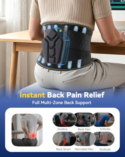 Back Brace for Women & Men Large Support Lower Back Sciatica Pain Relief Black