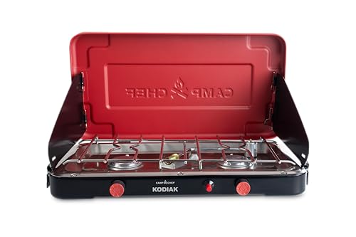 Portable Camping Stove with 20,000 BTU Two-Burner Cooktop, Compact & Lightweight