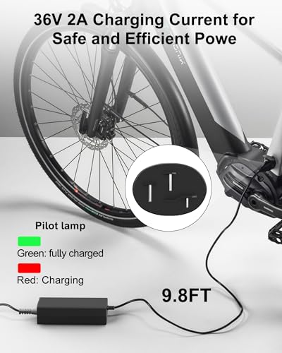 VHBW 42V 2A eBike Charger for Bosch BES2 Oval Plug | Compatible with PowerPack & PowerTube Batteries
