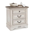 Chipped White 3-Drawer Nightstand with Charging Station - Cottage Chic