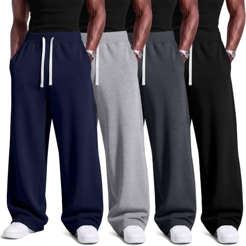 Velvelhall 5X-Large Men's Navy Blue Open Bottom Jogger Sweatpants Pack of 4