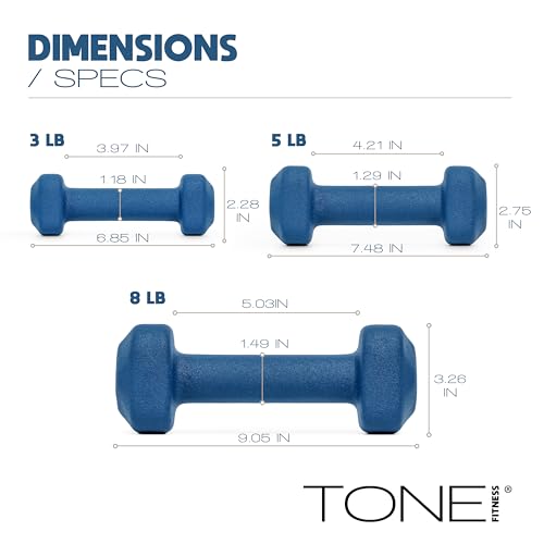 Tone Fitness Neoprene Dumbbell Set with Light Gray Storage Rack – 32 lb