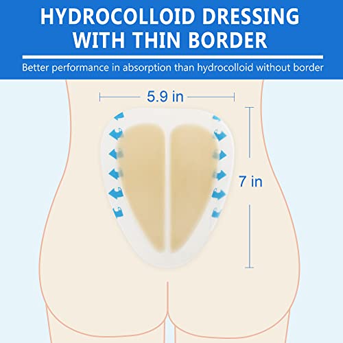 LotFancy Sacral Hydrocolloid Wound Dressing 6x7 Inches Pack of 10 Waterproof