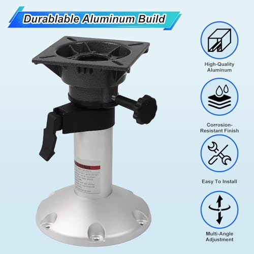 13.5-18 Inch Aluminum Boat Seat Pedestal with Slide & Locking Height, Swivel Base - Manual Adjustment