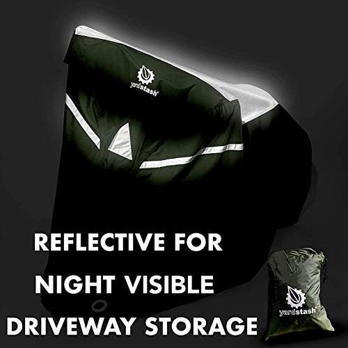 YardStash Bike Cover - XXL Waterproof & Weatherproof Bicycle Storage Solution | Reflective Green Tarp for Bikes, Trikes & E-Bikes