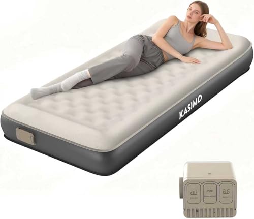 KASIMO Twin Air Mattress with Cordless Rechargeable Pump, 75 x 35.5 x 8.7 inches, Eco-Friendly TPU