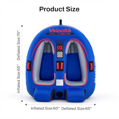 PEAKFLOW Velocita 2-Rider Towable Tube for Boating - High-Speed Water Fun