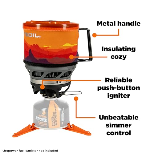 Jetboil MiniMo Camping Stove Cooking System Sunset with Adjustable Heat Control