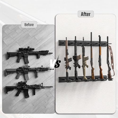 12-Slot Heavy Duty Steel Gun Wall Mount Rack - Adjustable Indoor Rifle & Shotgun Storage
