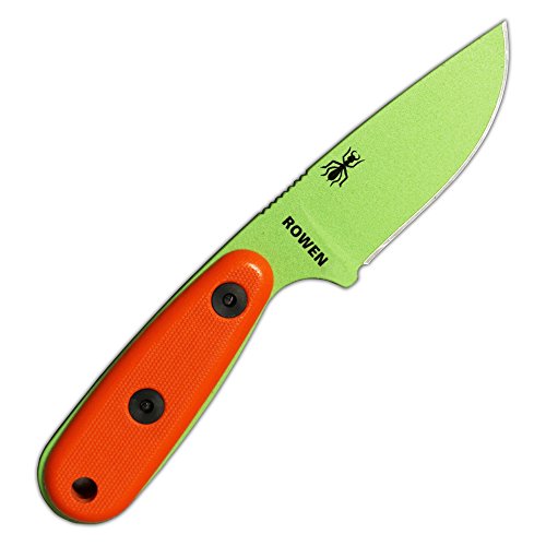 Fixed Blade Survival Knife with Green Venom Steel & Orange G10 Handles