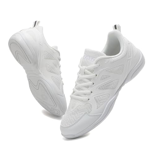 Girls Cheer Shoes White Cheerleading Dance Shoes Youth High-Performance Breathable Cheerleading Shoes 4 Big Kid