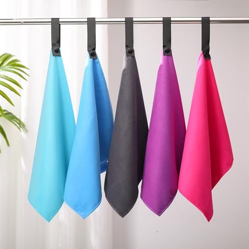 Microfiber Camping Towels 10 Pcs Quick Dry 25x32 cm with Hang Loop - 5 Colors