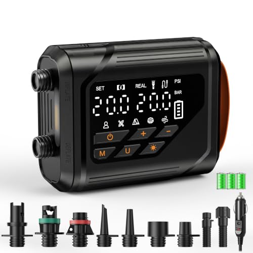 Zeentenar Electric Paddle Board Pump - Rechargeable SUP & Kayak Inflator with Auto-Off & 7 Nozzles
