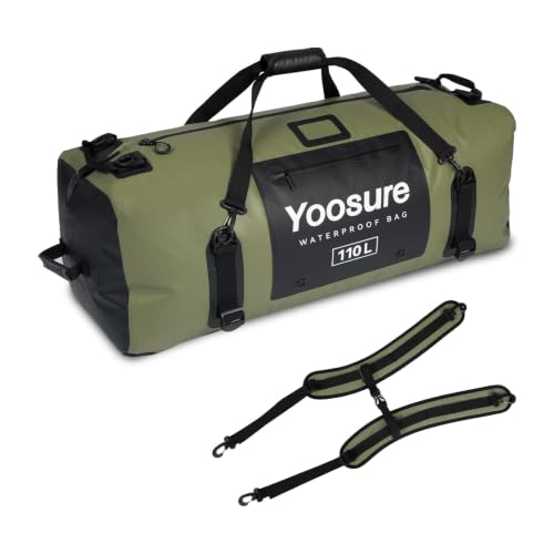 Green Waterproof 110L Duffel Bag - Marine Dry Bag for Camping & Boating
