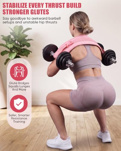 Pink Hip Thrust Belt for Glute Workout Leather Support Belt