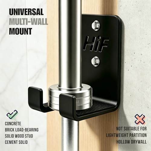 SIWOOD Black Wall-Mount Olympic Barbell Hanger for Bars Under 33mm Diameter - 1 Hook