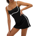 Women’s Tennis Dress with Built-in Shorts - Sleeveless Athletic Dress, Medium Black