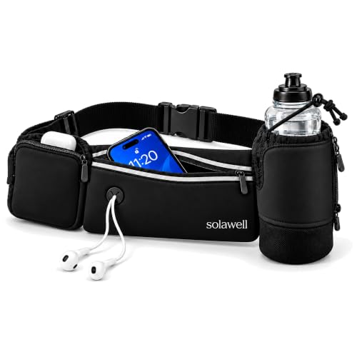 Hydration Fanny Pack with Water Bottle & Phone Holder - Black