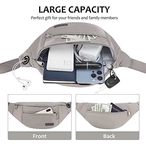 MAXTOP Small Crossbody Bag Fanny Pack for Women Men - Gray Washed Nylon, Large Size