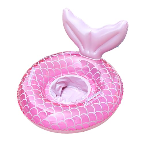 Kids Mermaid Pool Float with Seat and Handle - Pink Inflatable Swim Ring for Toddlers