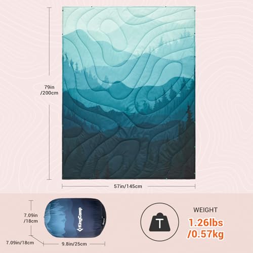 KingCamp Camping Blanket - Lightweight 79x57in Waterproof Travel Quilt
