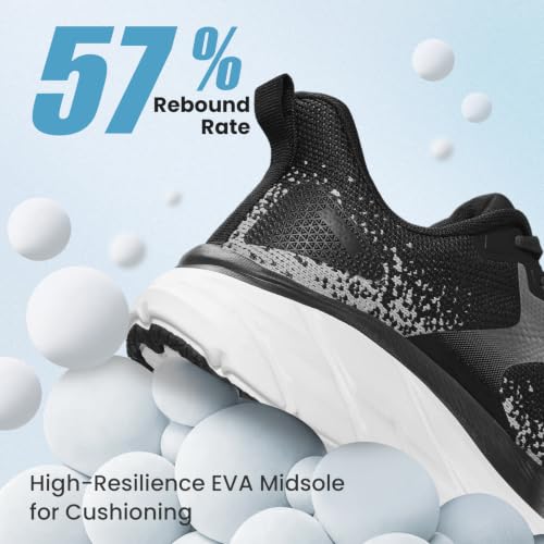 Men's Lightweight Cushioned Athletic Running Shoes - Black 12