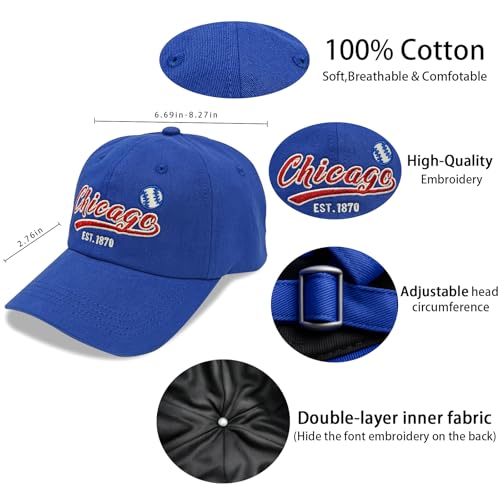 Vintage Embroidered Classic Cap - Adjustable Hat for Men Women Teenagers Medium Chicago C