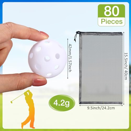 MiniInflat 80 Pcs Practice Golf Balls - White 42mm for Indoor and Outdoor Golf Training