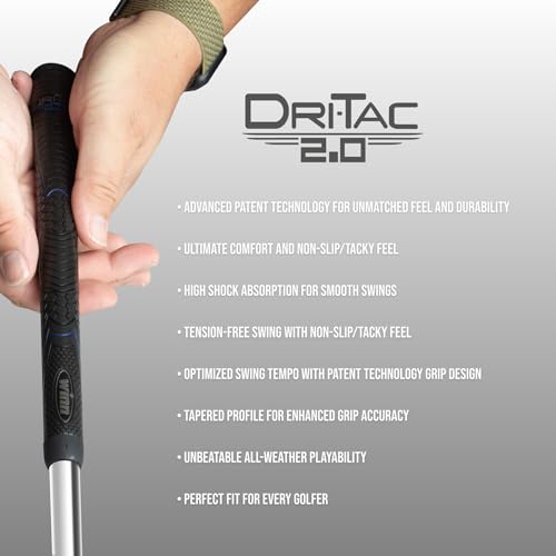 Winn Grips 62DT-JBK Dri-Tac 2.0 Golf Grip Bundle Midsize Black-Blue 13 pcs