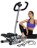 Amicus Gray Mini Stepper with Handlebar, 330lbs Capacity, Quiet Exercise Machine