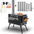 Portable Wood Burning Tent Stove with 7-Section Adjustable Chimney for Camping & Hunting