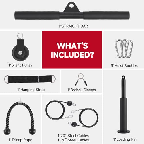 FitBeast Pulley System Gym with Non Multifunctional Bar - Home Strength Training Equipment