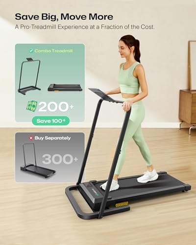 UREVO Carbon Black Walking Pad Handle Bar - Universal Treadmill Conversion Accessory, 23.6'' Wide, Quick Assembly & Sturdy Design