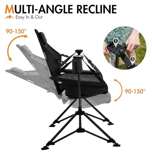 Portal Hammock Camping Chair Black 1 Pack Adjustable Recline Outdoor Seat