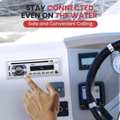 Pyle Marine Bluetooth Stereo Receiver with CD Player & FM Radio - 12V Waterproof Marine Head Unit - Single DIN