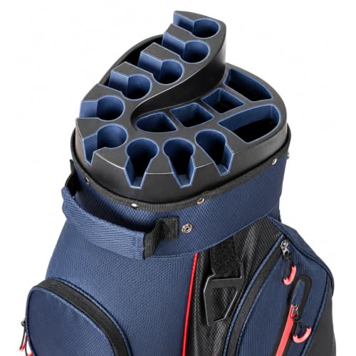 XDriveMax 14-Way Molded Lock Top Golf Cart Bag - Blue, Silent Club Organizer