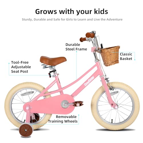 JOYSTAR Fantasy Girls Bike 12 Inch Pink with Training Wheels for Toddlers Kids 2-4 Years