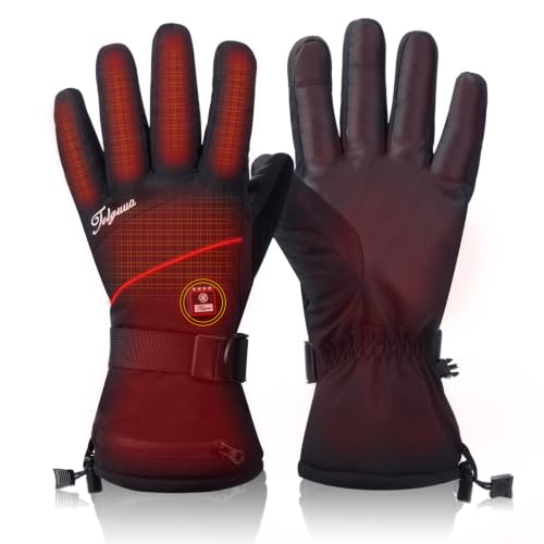 Heated Gloves for Women Men Black Large Rechargeable Waterproof Touchscreen Ski Gloves