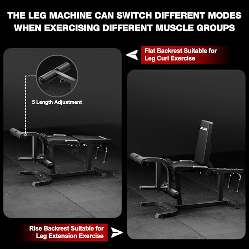 JELENS Black Adjustable Leg Extension and Curl Machine for Home Gym
