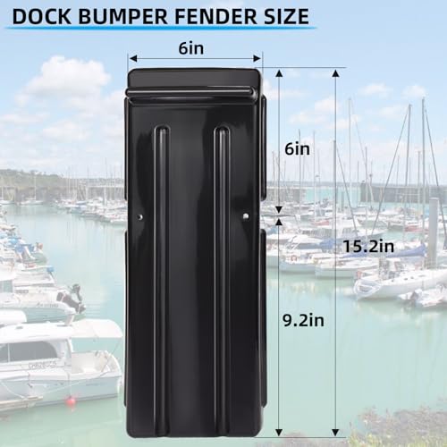 6 Pack Dock Bumpers Fenders Marine-Grade Impact Protectors for Boat & Dock - Black