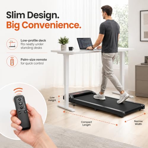 Walking Pad Treadmill with 8% Incline, 2.5HP Quiet Portable Under Desk Exercise Machine