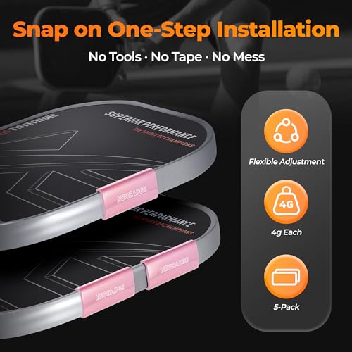 Pink Snap Weights for 16mm Pickleball Paddles No-Residue Clip-On Design