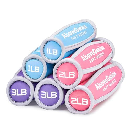 AboveGenius Soft Hand Weights Set - Blue Pink Purple 12LB for Walking & Workout