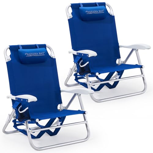 Old Bahama Bay Blue 2-Pack 7-Position Beach & Camping Reclining Chair