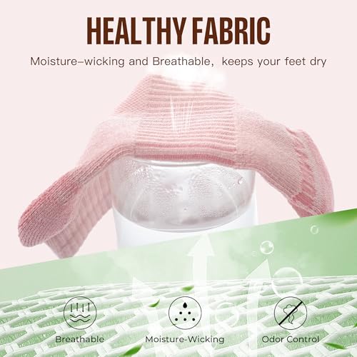Bamboo Cool Athletic Ankle Socks - Moisture-Wicking, 5/6 Pairs, Black/White/Gray/Khaki/Pink, Medium