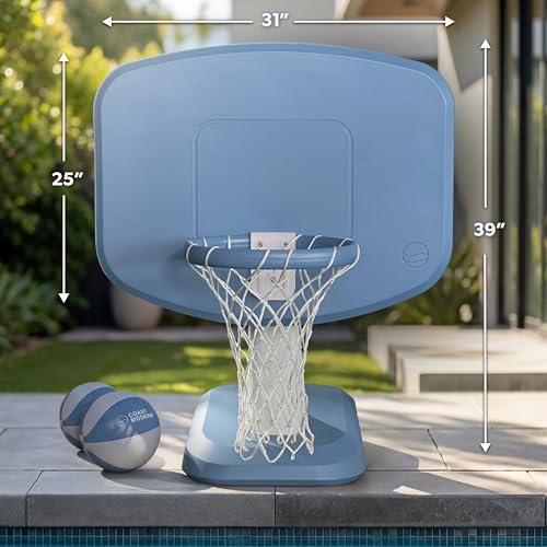 Coast Modern Outdoor Pool Basketball Hoop with Large Backboard & Water Basketballs