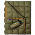 Down Camping Blanket - 1 Person, Packable, Water-Resistant, Olive/Orange - 650 Fill Power