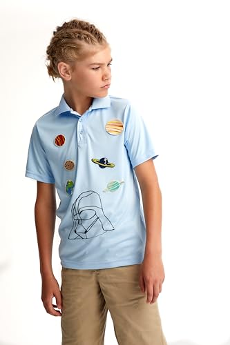 Youth Performance Polo Shirt - Short Sleeve, Moisture-Wicking, Light Blue, 6-7