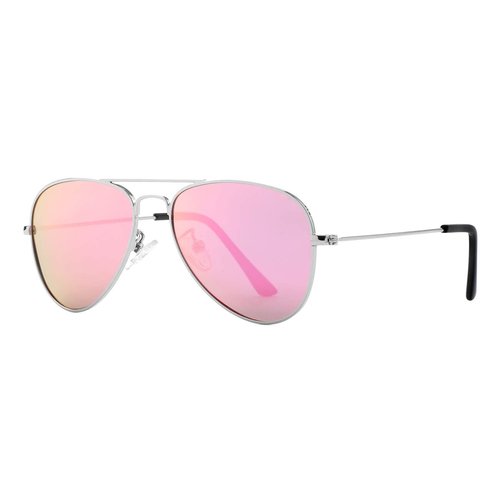 Kids Polarized Aviator Sunglasses for Little Girls Boys Age 3-8 (Silver/Rosepink Mirror)